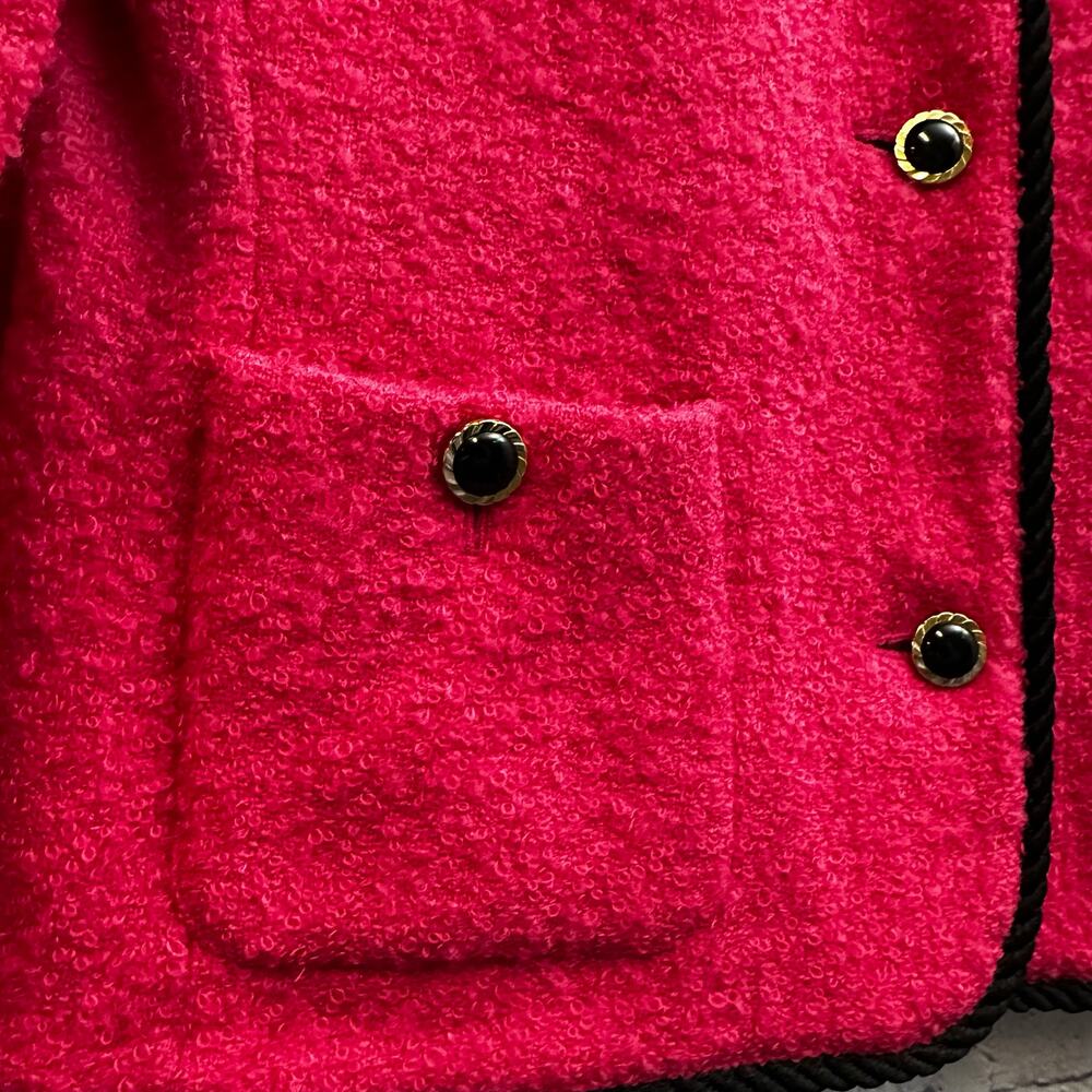 Susan Bristol Pink Black Worsted Wool Blend Suit Jacket Blazer Size 12 Vintage - Picture 7 of 8